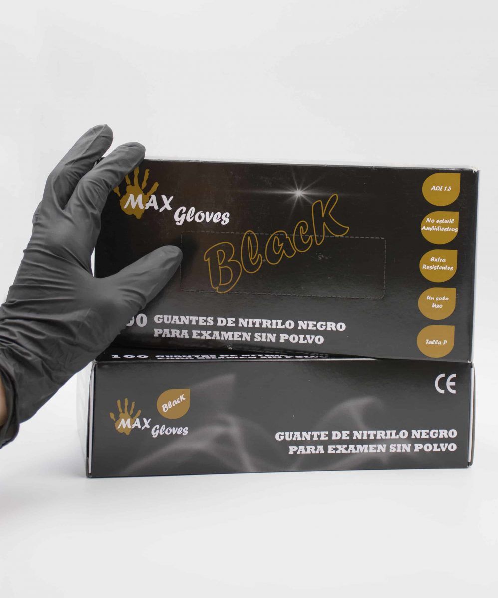 GUANTES DESECHABLES DE NITRILO NEGRO SIN POLVO CALIDAD EXTREMA
